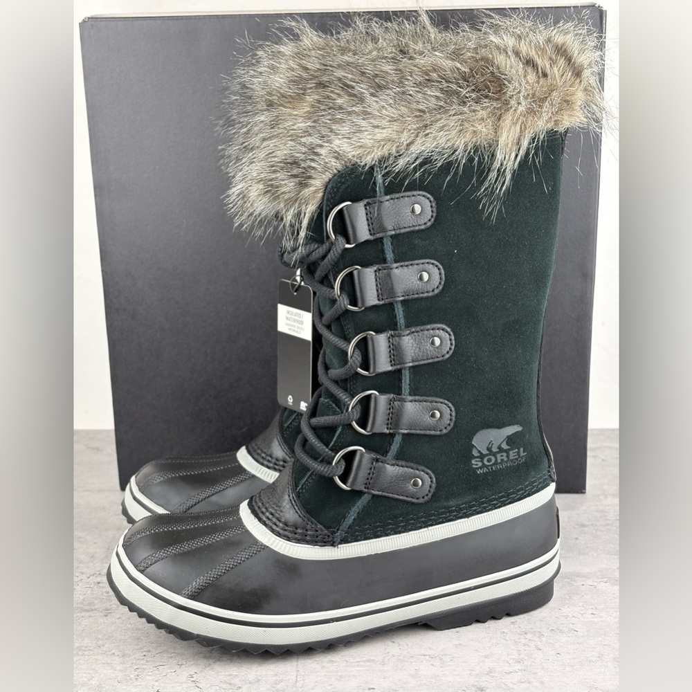 Sorel Women's Joan of Arctic Waterproof Boots Size US 9 Quarry Black Suede New - Picture 2 of 5